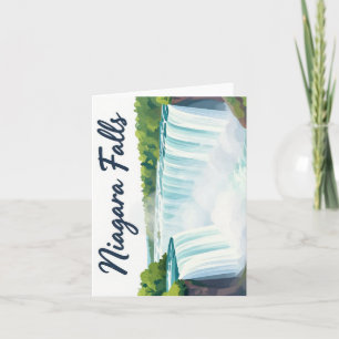Niagara Falls Painterly Landscape Illustration Holiday Card