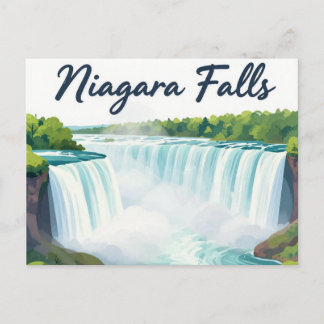 Niagara Falls Painterly Landscape Illustration Holiday Postcard