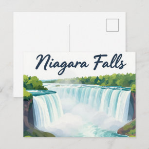 Niagara Falls Painterly Landscape Illustration Postcard