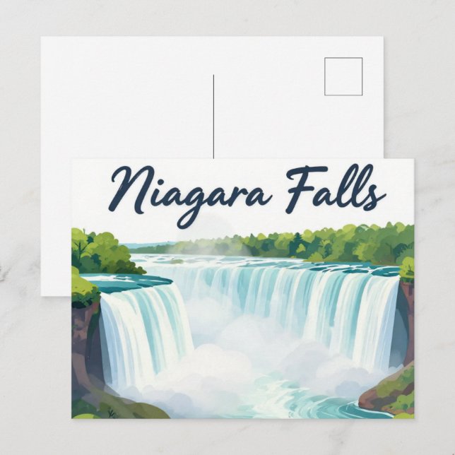Niagara Falls Painterly Landscape Illustration Postcard (Front/Back)