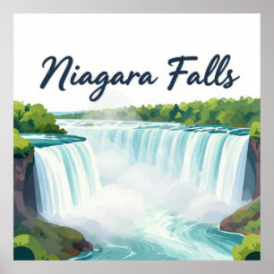 Niagara Falls Painterly Landscape Illustration Poster