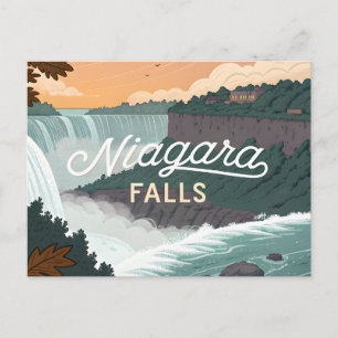 Niagara Falls Retro Vintage Poster Illustration Postcard