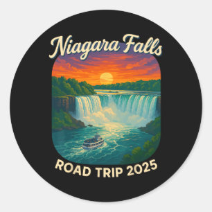 Niagara Falls Road Trip 2025 Vintage Sunset Waterf Classic Round Sticker