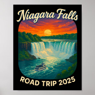 Niagara Falls Road Trip 2025 Vintage Sunset Waterf Poster