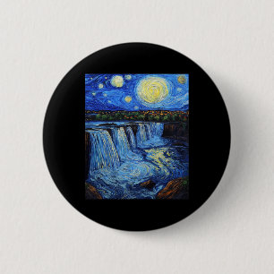 Niagara Falls - Van Gogh Style - Starry Night 6 Cm Round Badge