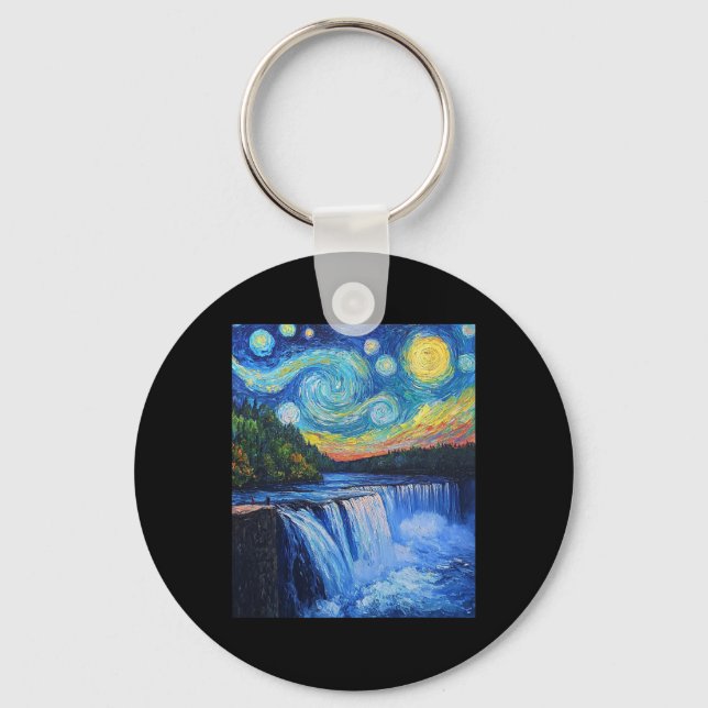 Niagara Falls - Van Gogh Style - Starry Night  Key Ring (Front)