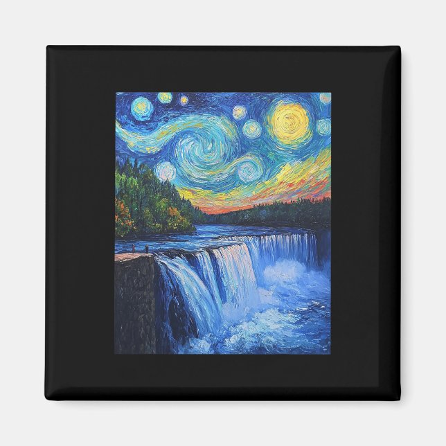 Niagara Falls - Van Gogh Style - Starry Night  Magnet (Front)
