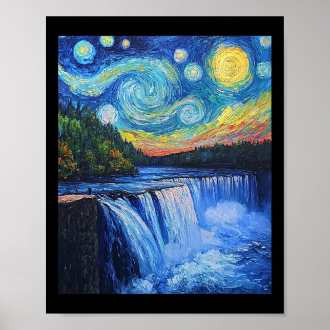 Niagara Falls - Van Gogh Style - Starry Night  Poster (Front)