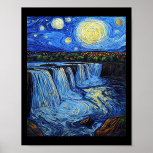 Niagara Falls - Van Gogh Style - Starry Night Poster