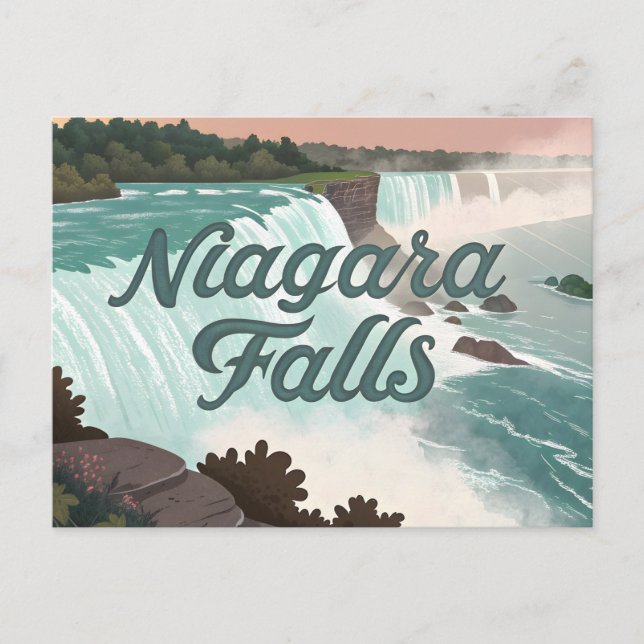 Niagara Falls Vintage Textured Illustration Holiday Postcard (Front)