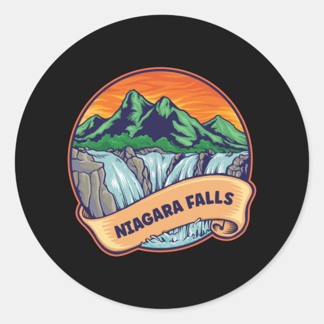 Niagara Falls Waterfall Adventure Classic Round Sticker (Front)