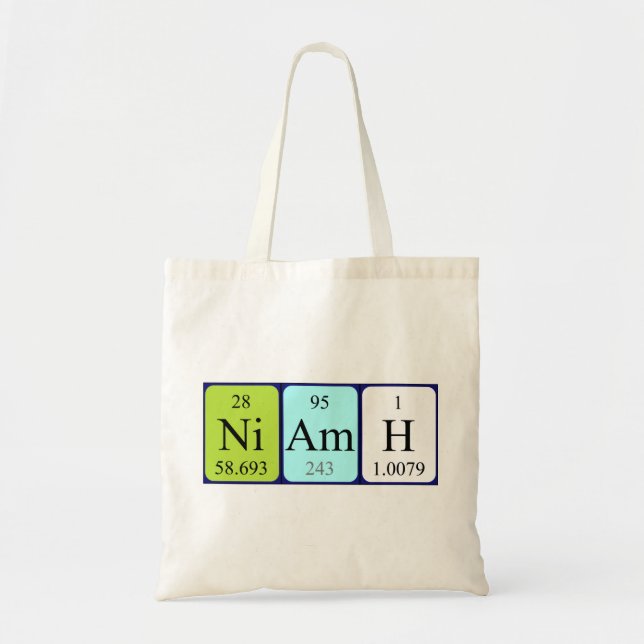 Niamh periodic table name tote bag (Front)