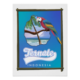 Nias Island Indonesia travel map Poster