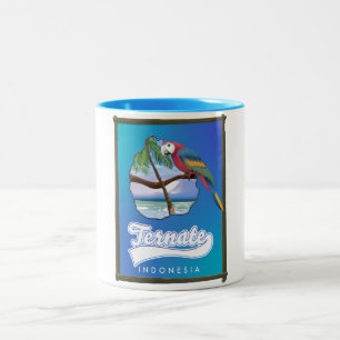 Nias Island Indonesia travel map  Two-Tone Coffee Mug