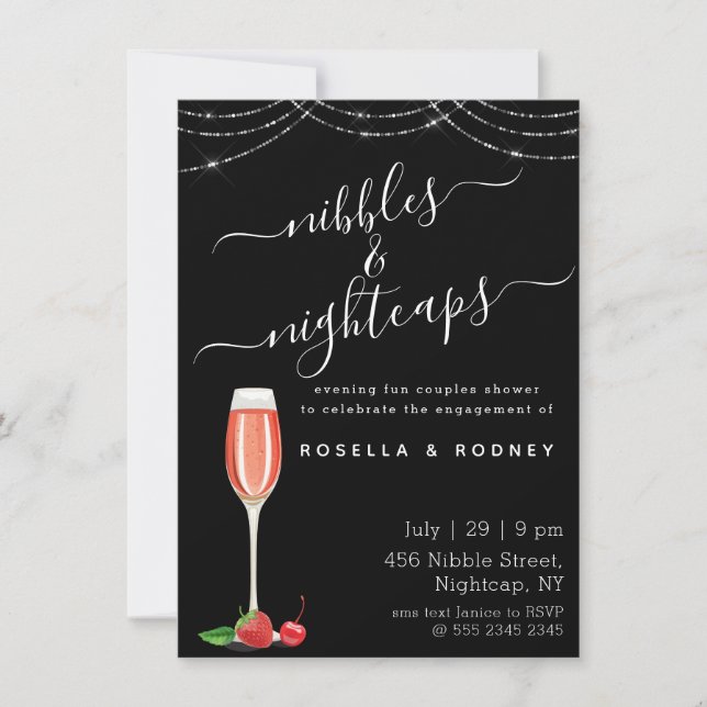 Nibbles Nightcaps Budget Couples Shower Invitation (Front)