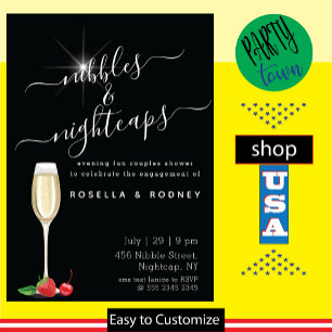 Nibbles Nightcaps Couples Shower Budget Invitation