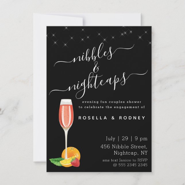 Nibbles Nightcaps Couples Shower Budget Invitation (Front)