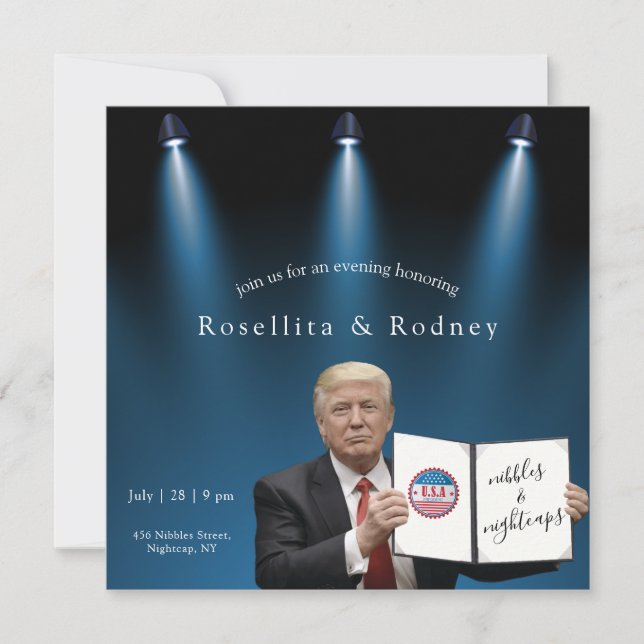 Nibbles Nightcaps Engagement Party Trump Great Invitation (Front)