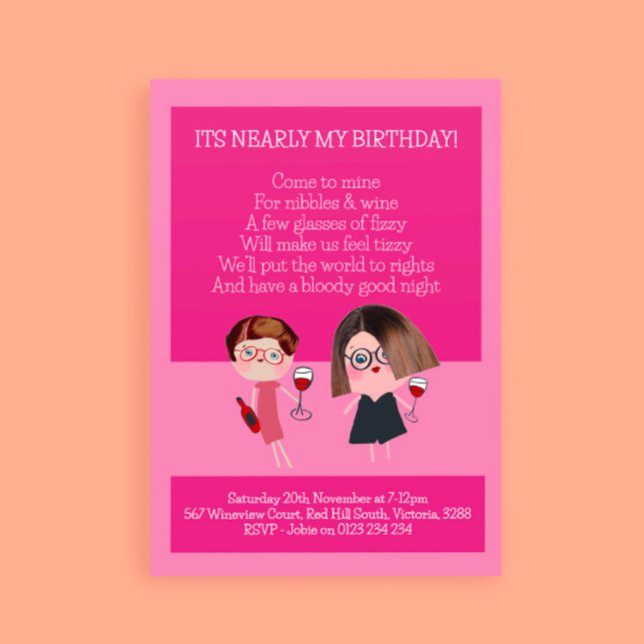 Nibbles & Wine Birthday Party Paper Invitation (Creator Uploaded)