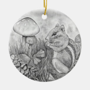Nibbling Squirrel Ceramic Ornament