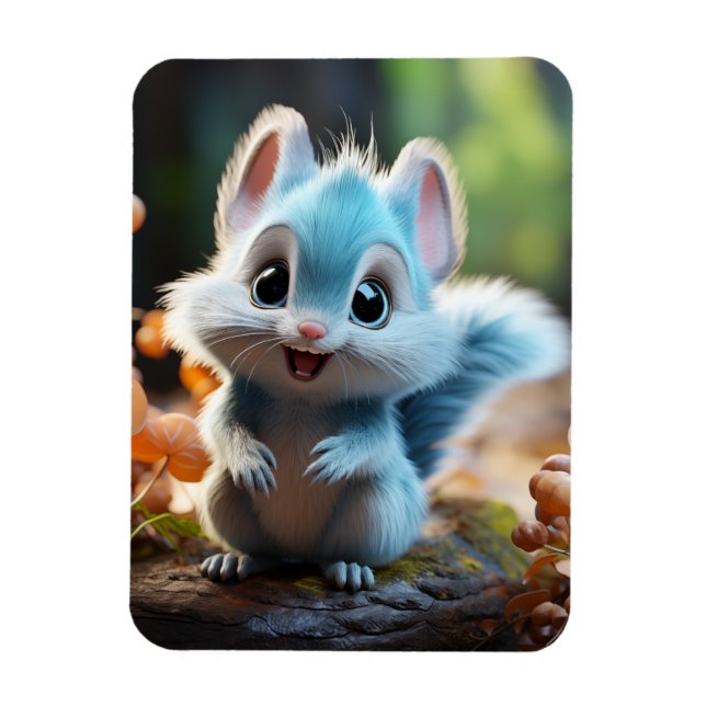 Nibbly - the blue squirrel magnet (Vertical)