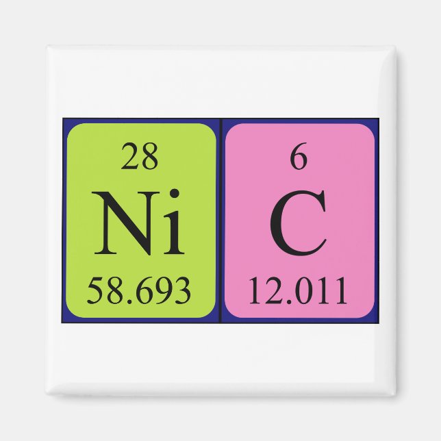 Nic periodic table name magnet (Front)