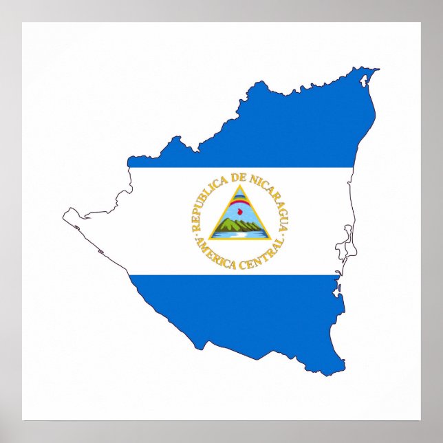 nicaragua country flag map shape symbol poster (Front)