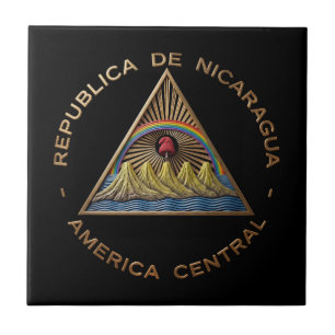 Nicaragua country flag symbol emblem coat arms emb ceramic tile