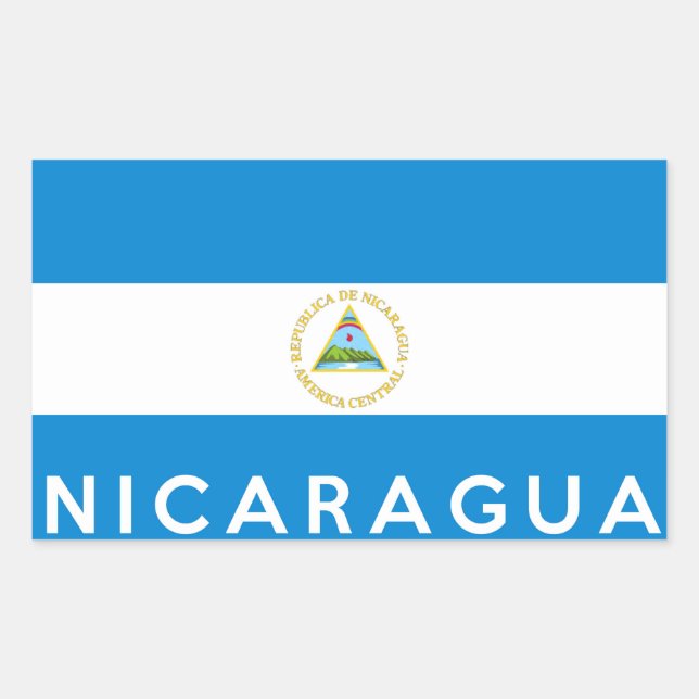 nicaragua country flag symbol name text rectangular sticker (Front)