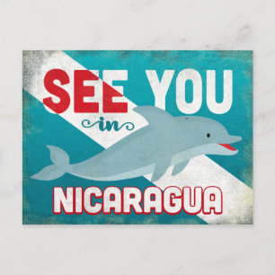 Nicaragua Dolphin - Retro Vintage Travel Postcard
