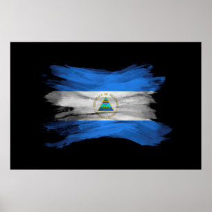 Nicaragua flag brush stroke, national flag poster
