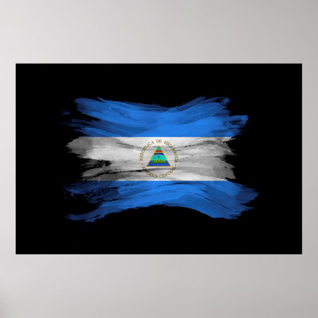 Nicaragua flag brush stroke, national flag poster (Front)