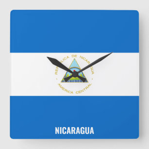 Nicaragua Flag Dazzling Patriotic Square Wall Clock