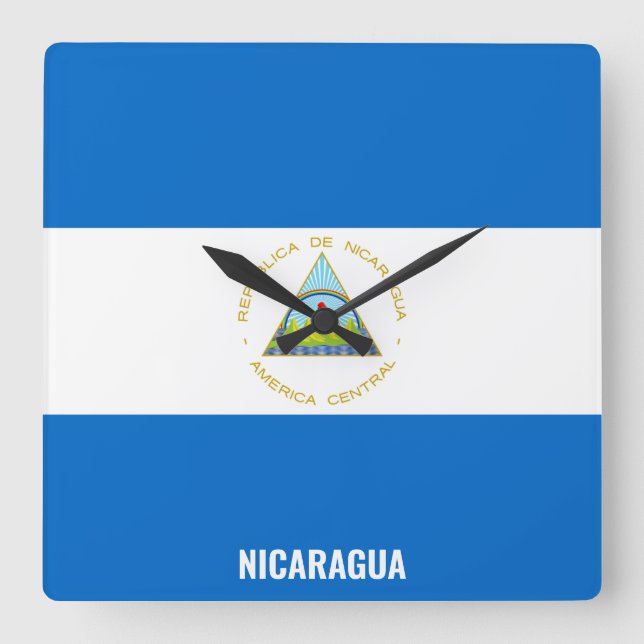 Nicaragua Flag Dazzling Patriotic Square Wall Clock (Front)