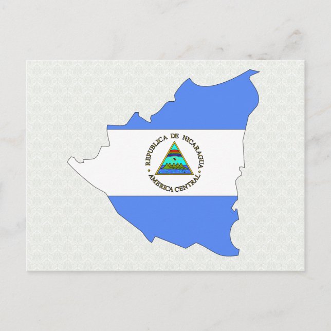 Nicaragua Flag Map full size Postcard (Front)