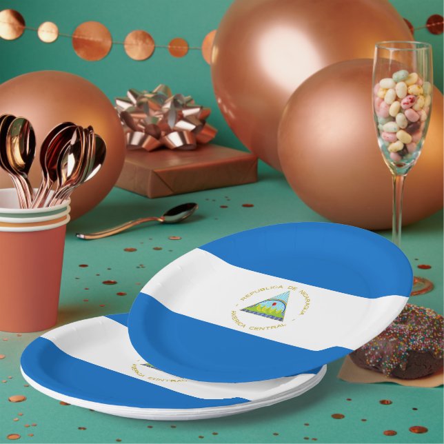 Nicaragua flag paper plate (Multi)