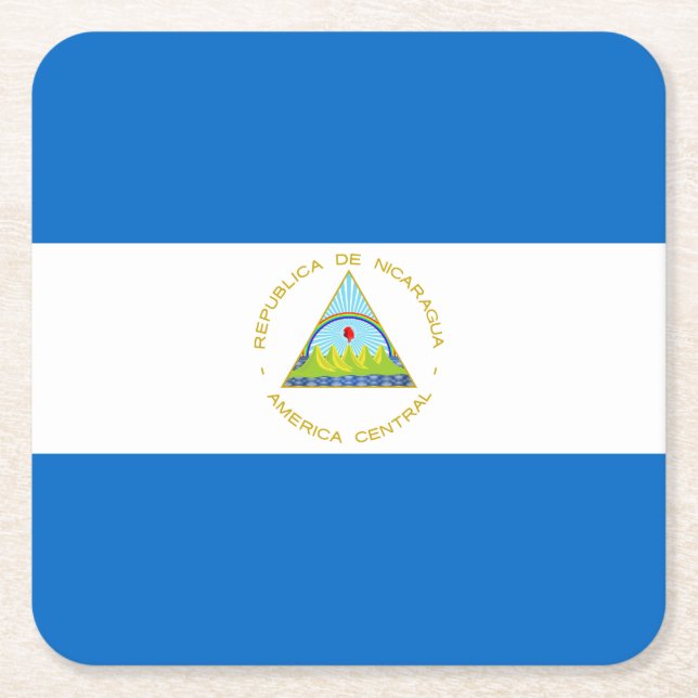 Nicaragua Flag Square Paper Coaster (Front)