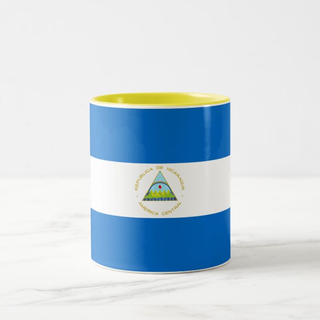 Nicaragua Flag Two-Tone Coffee Mug (Center)