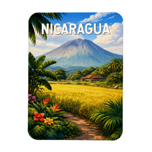 Nicaragua Illustration Travel Art Vintage Magnet