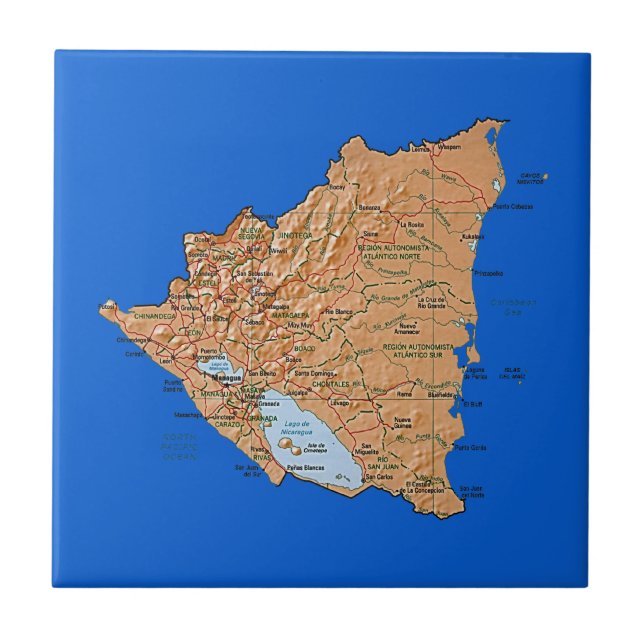 Nicaragua Map Tile (Front)