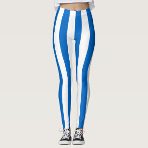 Nicaragua National Flag Colours Vertical Striped Leggings