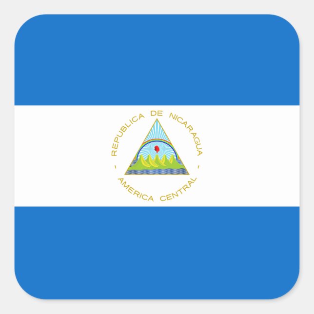 Nicaragua National World Flag Square Sticker (Front)