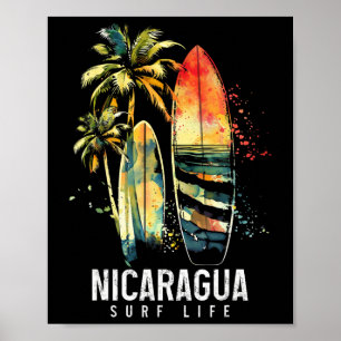 Nicaragua Nica Surf Vintage Surfing Surfer _1 Poster