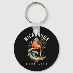 Nicaragua Nica Surf Vintage Surfing Surfer Key Ring