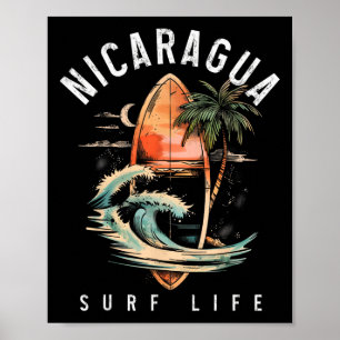 Nicaragua Nica Surf Vintage Surfing Surfer  Poster