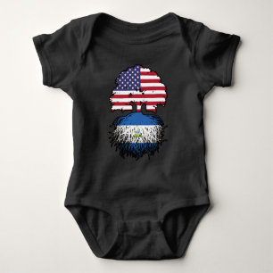 Nicaragua Nicaraguan American USA Tree Roots Flag Baby Bodysuit