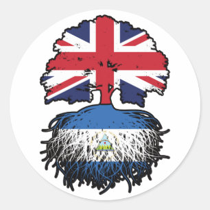 Nicaragua Nicaraguan British UK Tree Roots Flag Classic Round Sticker