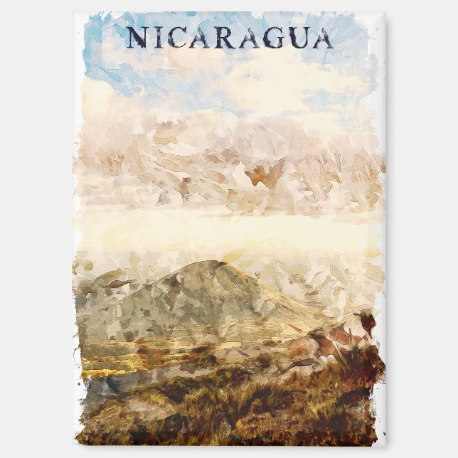 Nicaragua Scenery Watercolor Travel Magnet (Front)