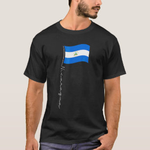 Nicaragua Signature Flag Pole  Elegant Nicaraguan  T-Shirt