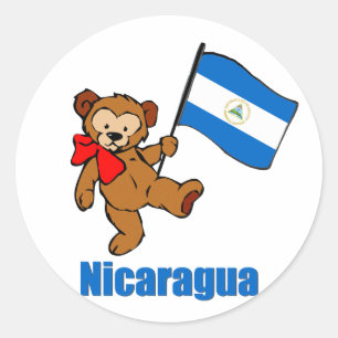 Nicaragua Teddy Bear Classic Round Sticker